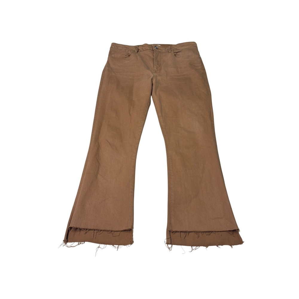 FRAME Le Crop Mini Boot Jeans Latte Brown Raw Hem LCMBRS403C Womens Size 32 X 25